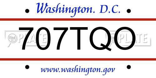 707TQO District Of Columbia License Plate