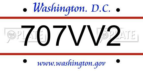 707VV2 District Of Columbia License Plate