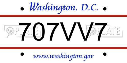 707VV7 District Of Columbia License Plate