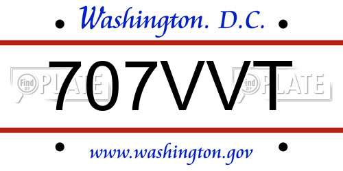 707VVT District Of Columbia License Plate