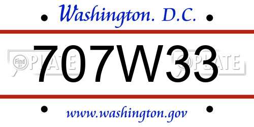 707W33 District Of Columbia License Plate