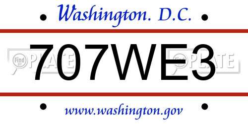707WE3 District Of Columbia License Plate