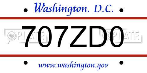707ZD0 District Of Columbia License Plate