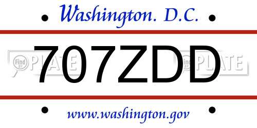 707ZDD District Of Columbia License Plate