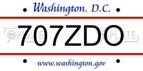 707ZDO District Of Columbia License Plate