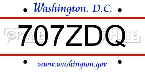 707ZDQ District Of Columbia License Plate
