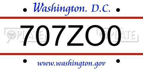 707ZO0 District Of Columbia License Plate