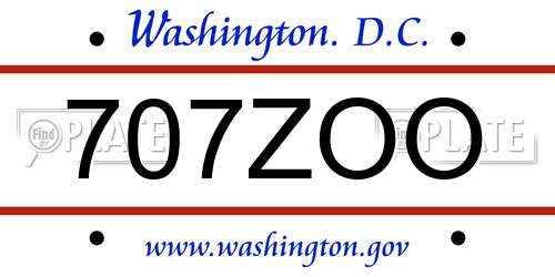 707ZOO District Of Columbia License Plate