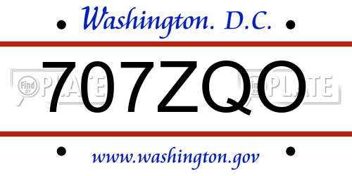 707ZQO District Of Columbia License Plate