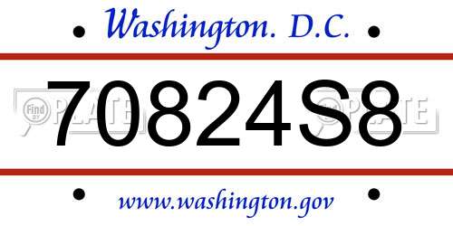 70824S8 District Of Columbia License Plate
