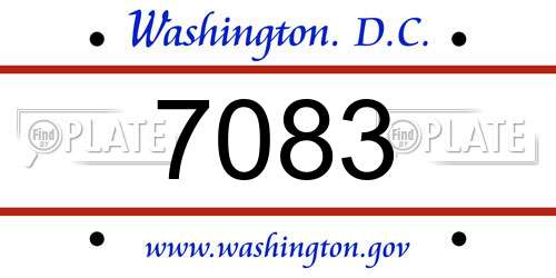 7083 District Of Columbia License Plate