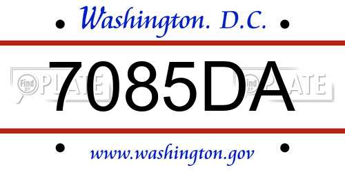 7085DA District Of Columbia License Plate