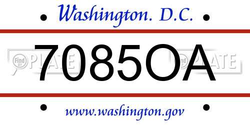 7085OA District Of Columbia License Plate