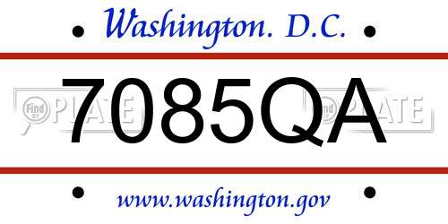 7085QA District Of Columbia License Plate