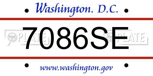 7086SE District Of Columbia License Plate