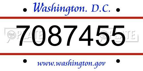 7087455 District Of Columbia License Plate