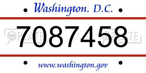 7087458 District Of Columbia License Plate
