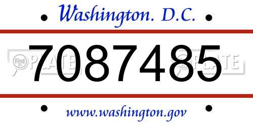 7087485 District Of Columbia License Plate