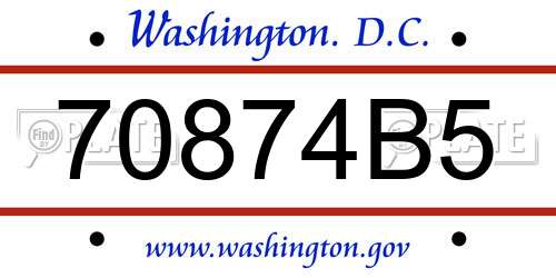 70874B5 District Of Columbia License Plate