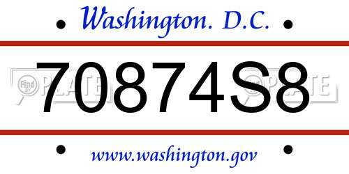 70874S8 District Of Columbia License Plate