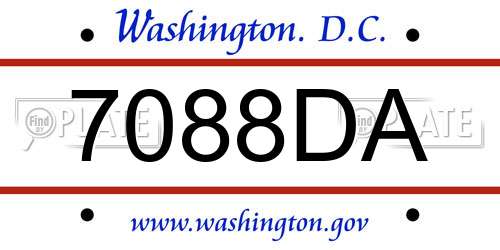 7088DA District Of Columbia License Plate
