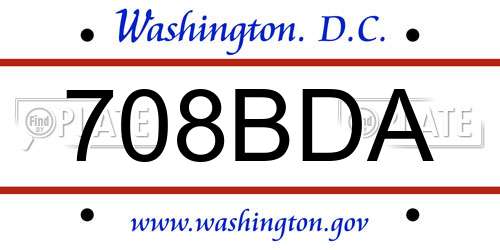 708BDA District Of Columbia License Plate