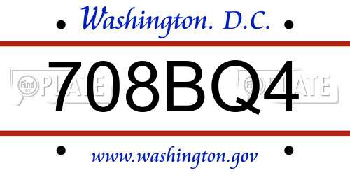 708BQ4 District Of Columbia License Plate