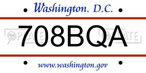 708BQA District Of Columbia License Plate