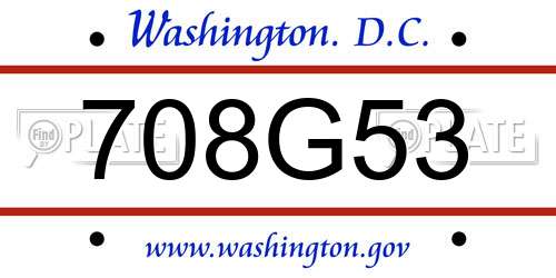 708G53 District Of Columbia License Plate