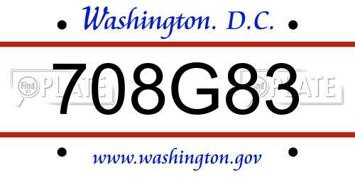 708G83 District Of Columbia License Plate