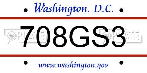 708GS3 District Of Columbia License Plate