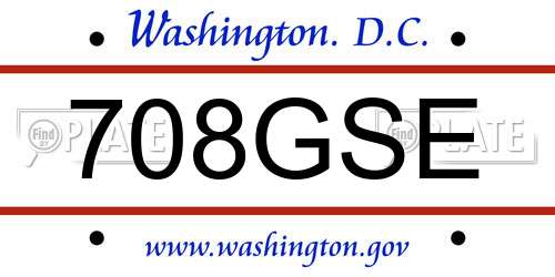 708GSE District Of Columbia License Plate