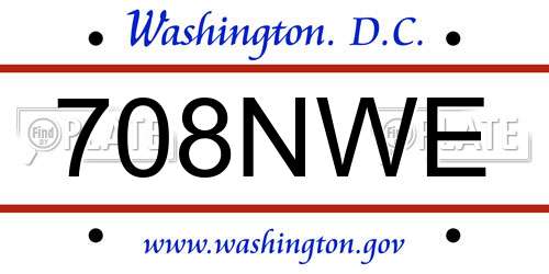 708NWE District Of Columbia License Plate
