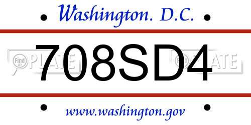 708SD4 District Of Columbia License Plate