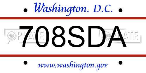 708SDA District Of Columbia License Plate
