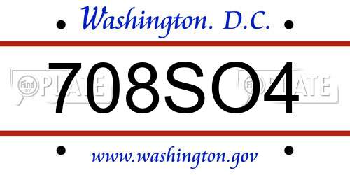 708SO4 District Of Columbia License Plate