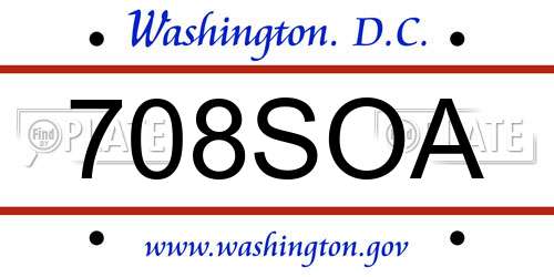 708SOA District Of Columbia License Plate