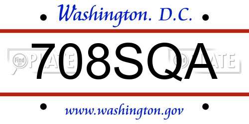 708SQA District Of Columbia License Plate