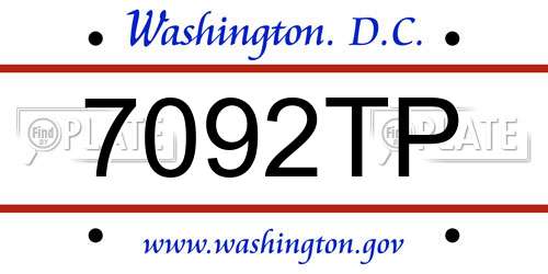 7092TP District Of Columbia License Plate