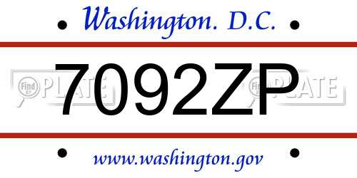 7092ZP District Of Columbia License Plate