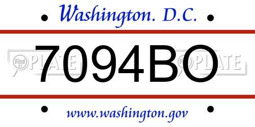 7094BO District Of Columbia License Plate