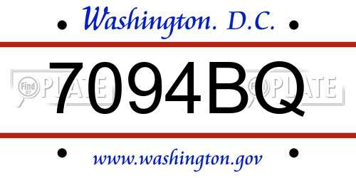 7094BQ District Of Columbia License Plate