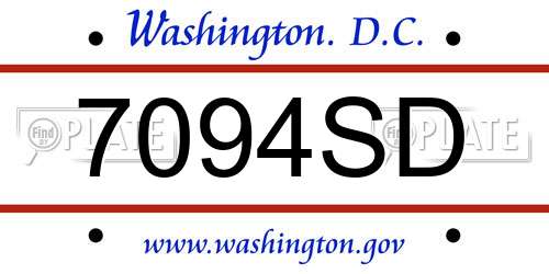 7094SD District Of Columbia License Plate