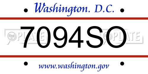 7094SO District Of Columbia License Plate