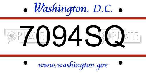 7094SQ District Of Columbia License Plate