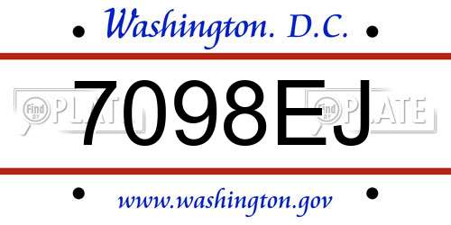 7098EJ District Of Columbia License Plate
