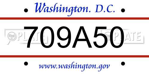 709A50 District Of Columbia License Plate