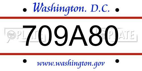 709A80 District Of Columbia License Plate