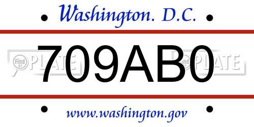 709AB0 District Of Columbia License Plate