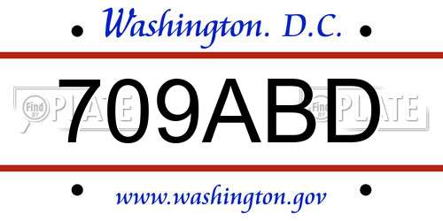 709ABD District Of Columbia License Plate